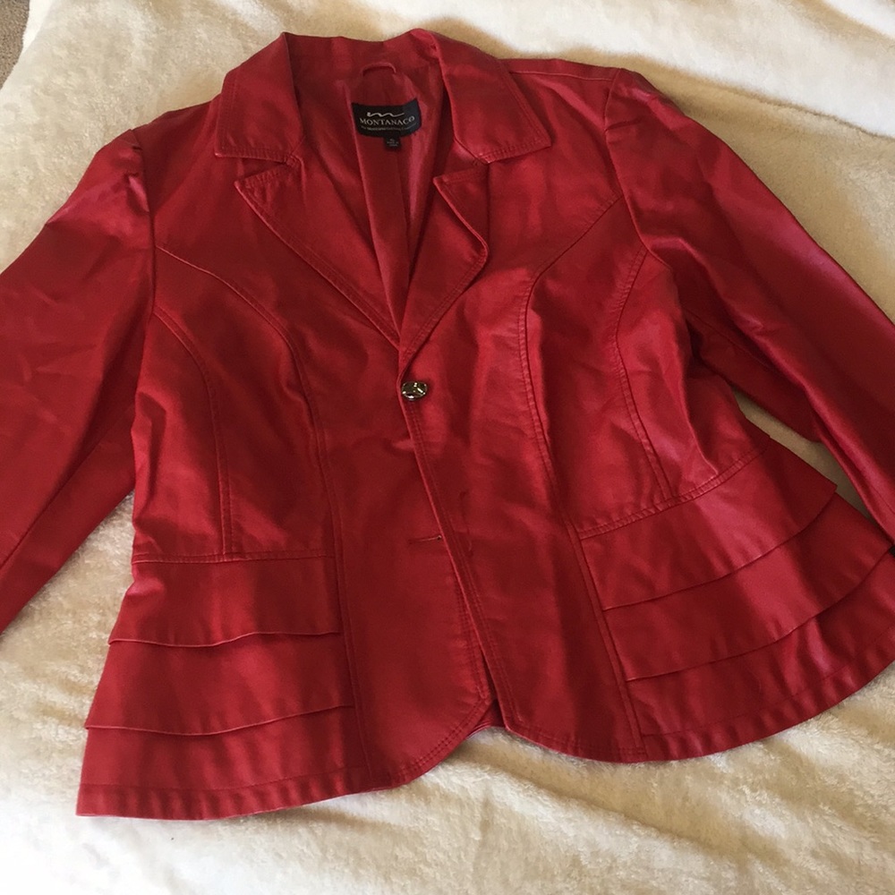 Red jacket with ruffle sides